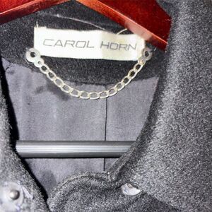 Vintage Carol Horn Women's Black Wool Overcoat Jacket Size M 80s Formal